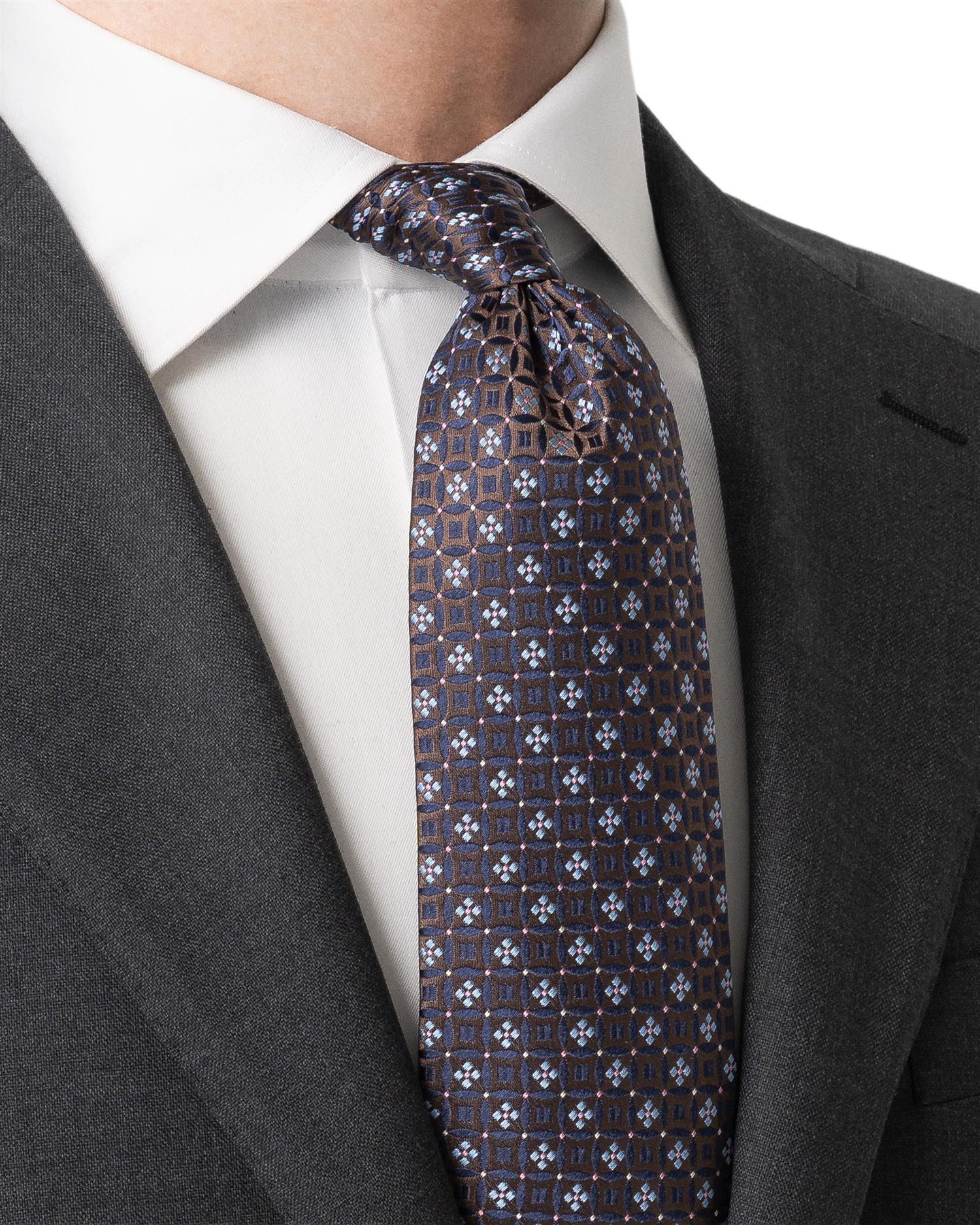 Brown Floral Medallion Woven Silk Tie