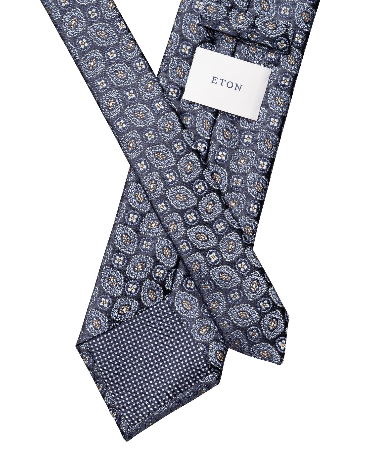 Dark blue Medallion Woven Silk Tie