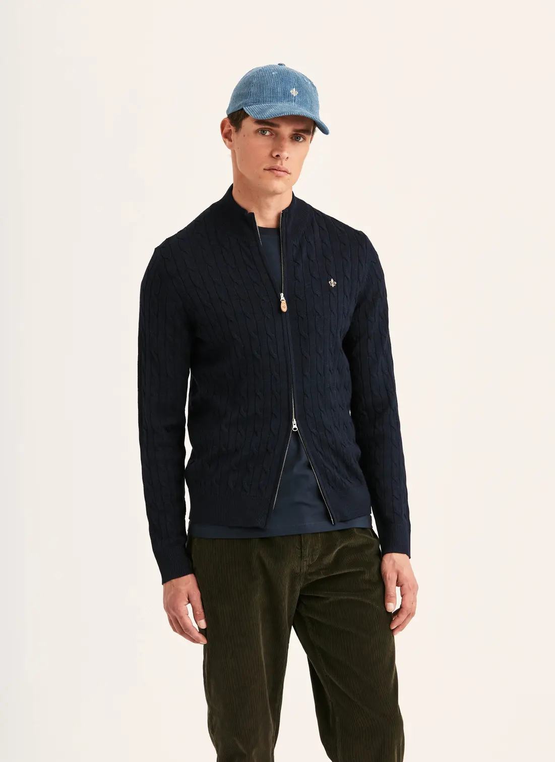 Merino Cable Zip Cardigan