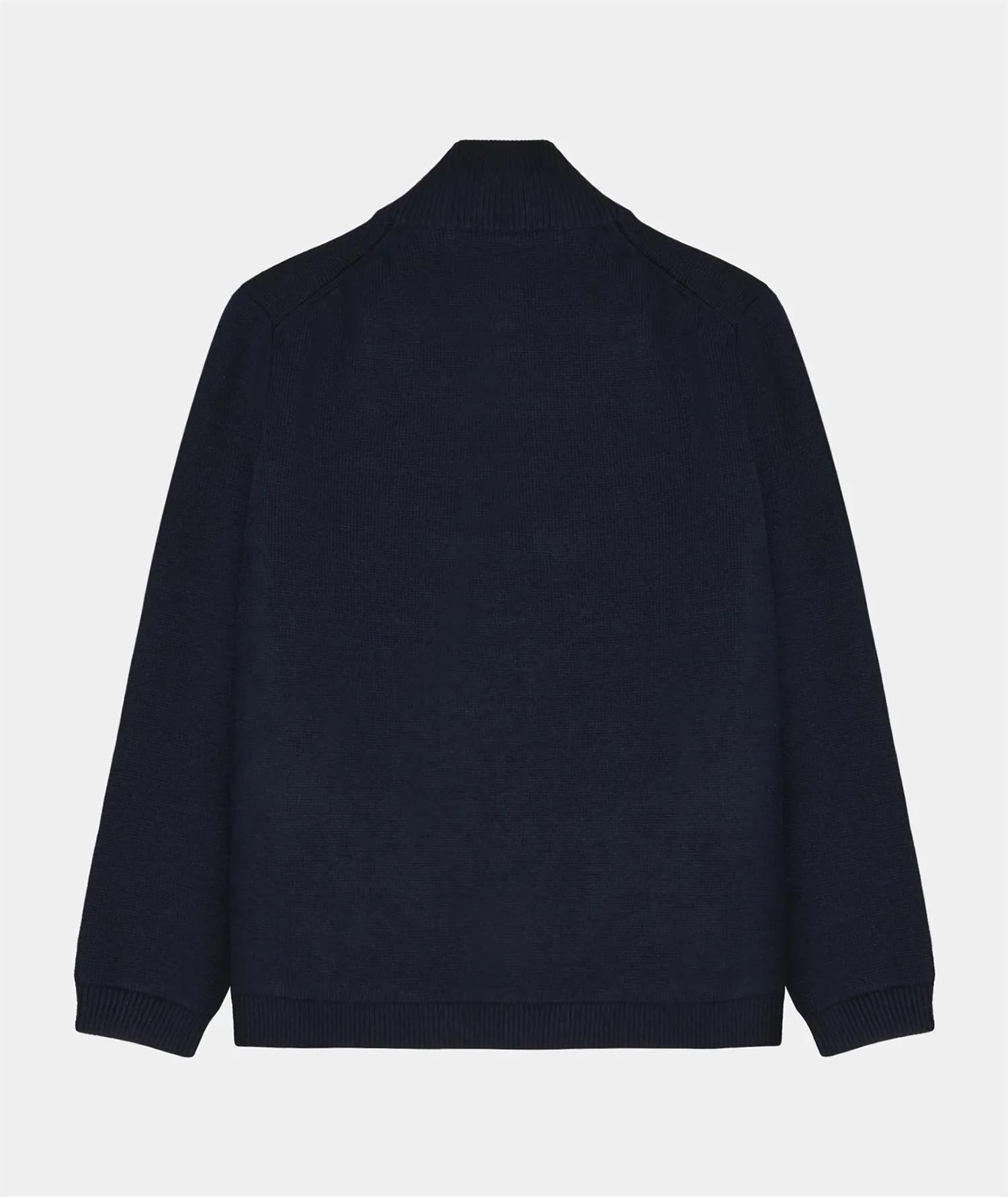 Zipper Knit Cardigan - Navy
