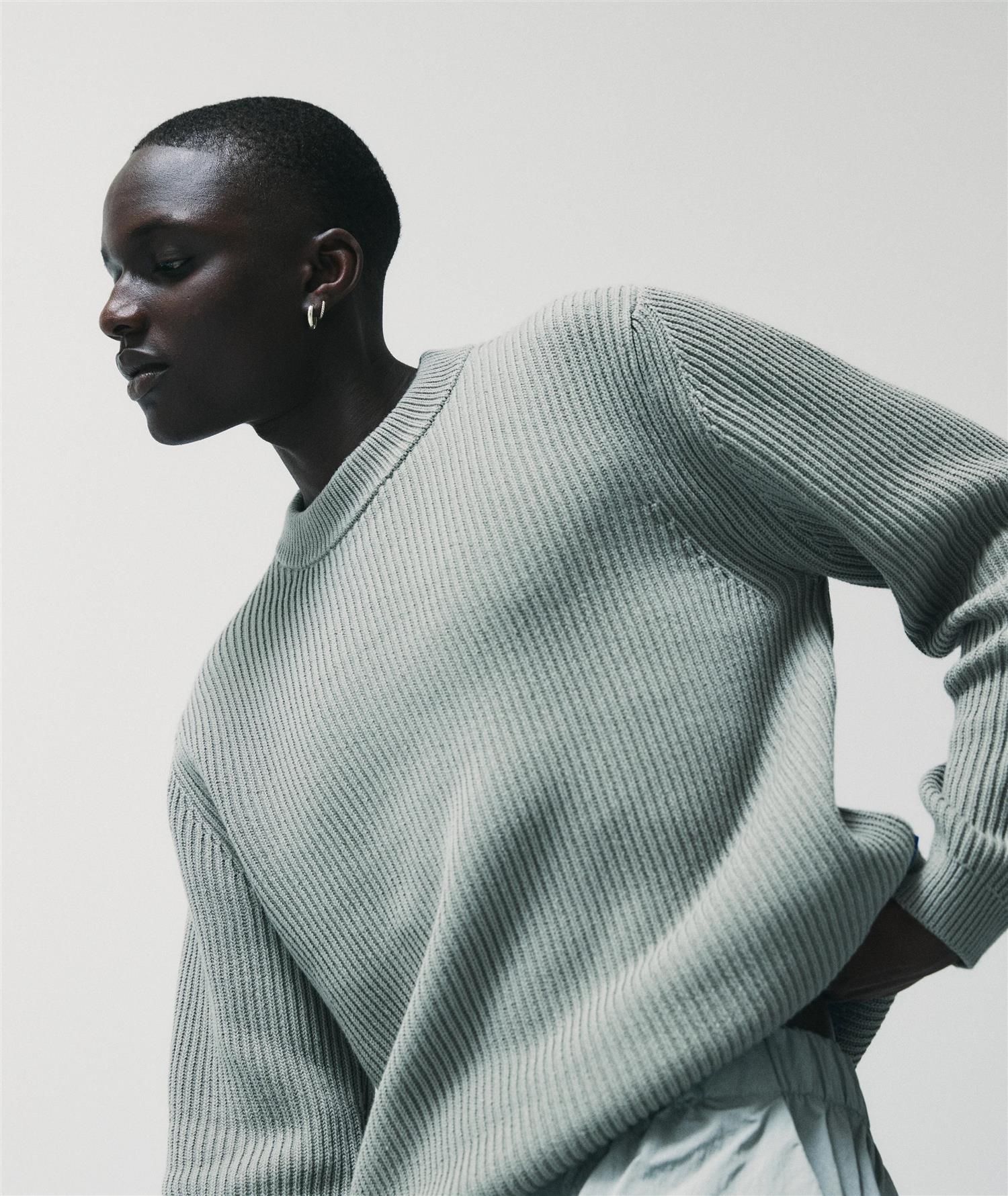 Boxy Cotton Knit - Dusty Green