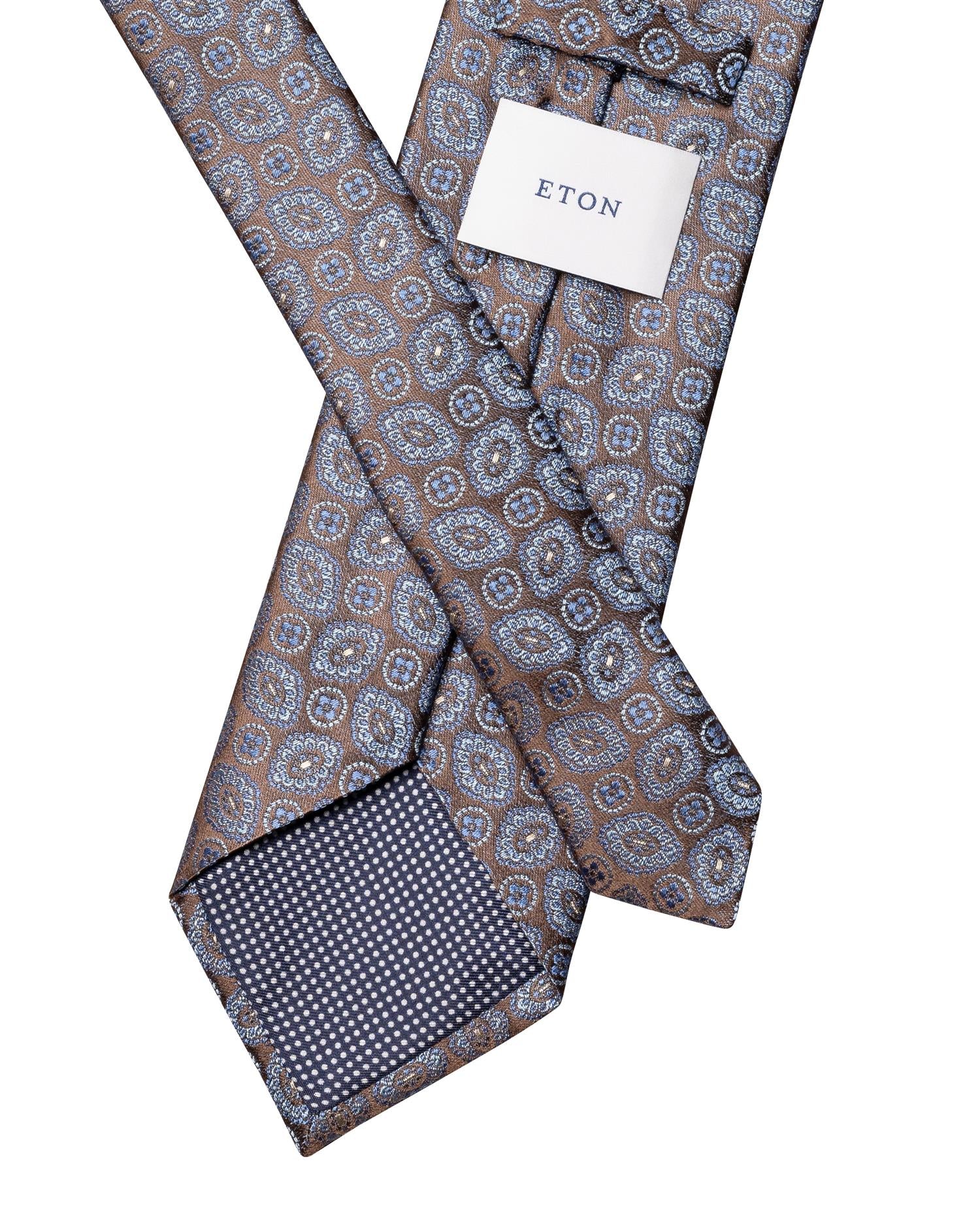 Brown Medallion Woven Silk Tie