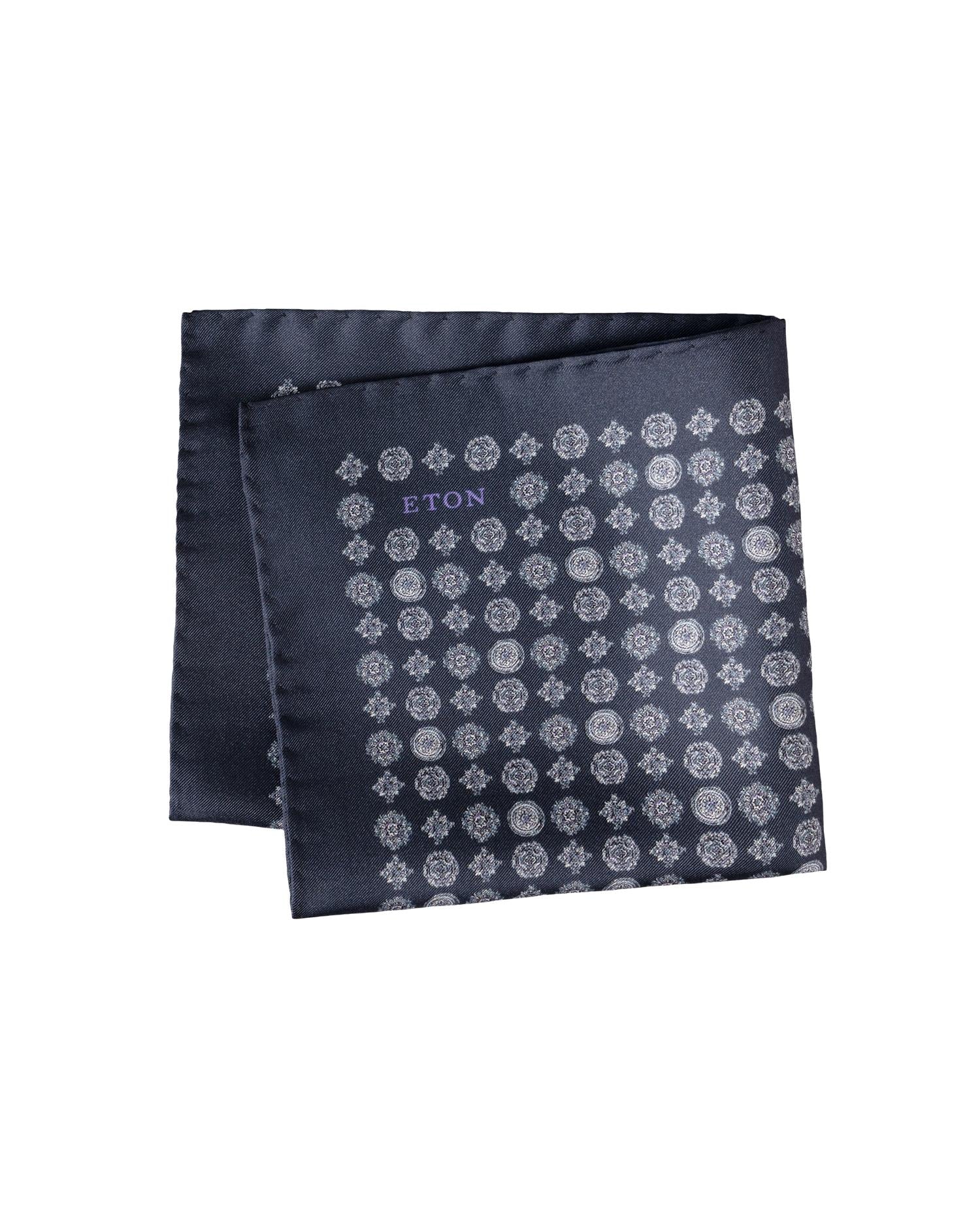 Navy blue Medallion Silk Twill Pocket Square