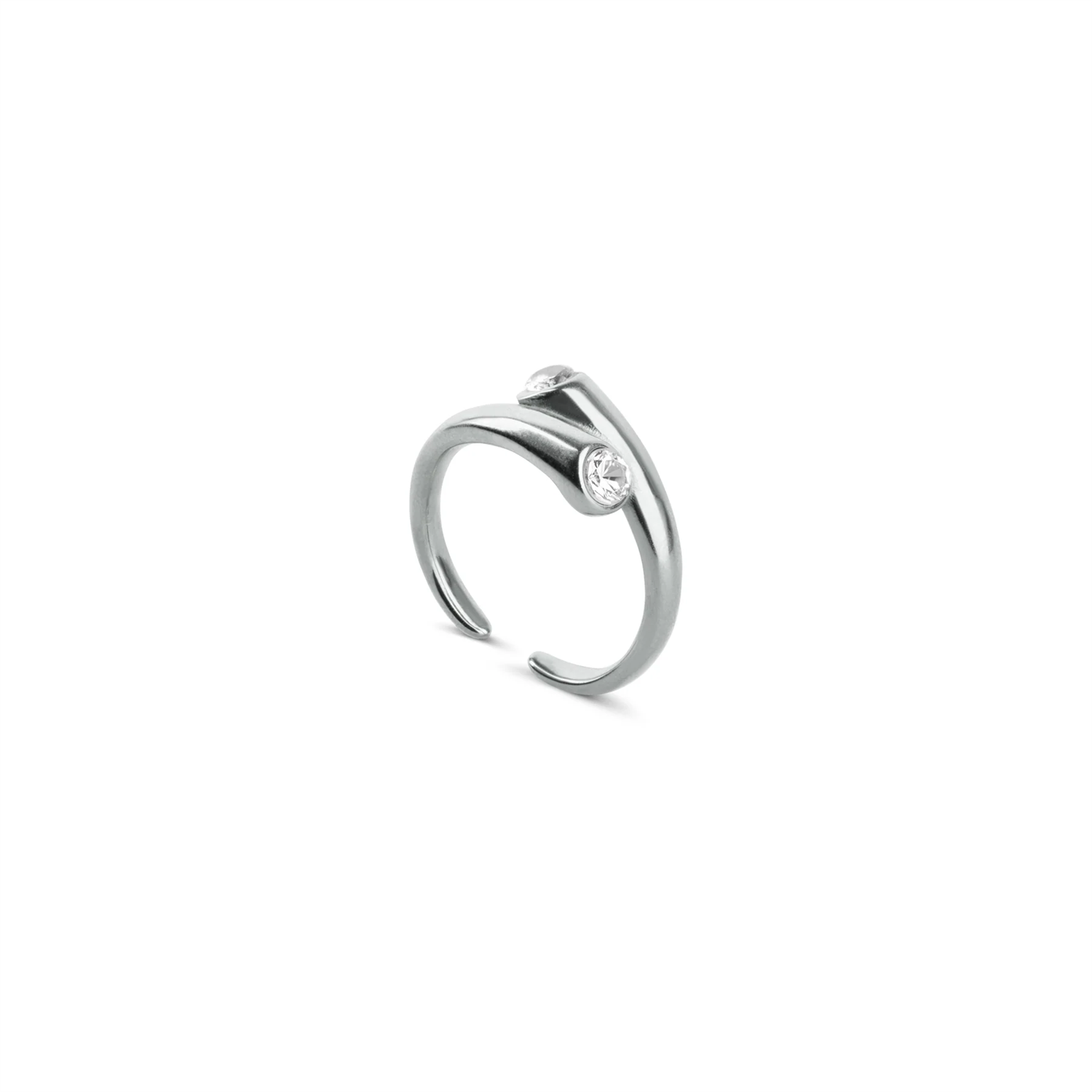 Tomine - Crystal Hug Ring Stainless Steel