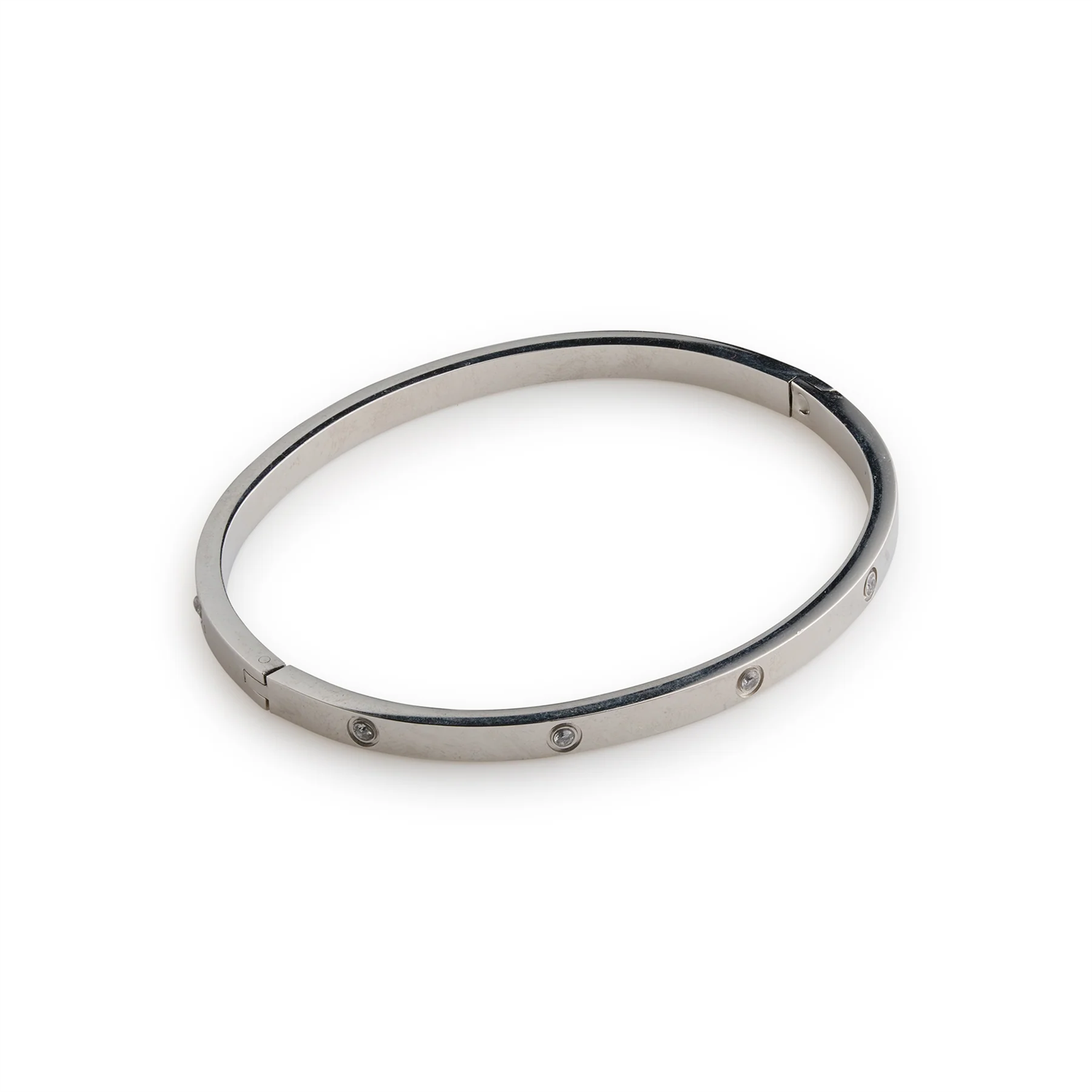 Fiona - Crystal Bangle Bracelet Stainless Steel - Silver