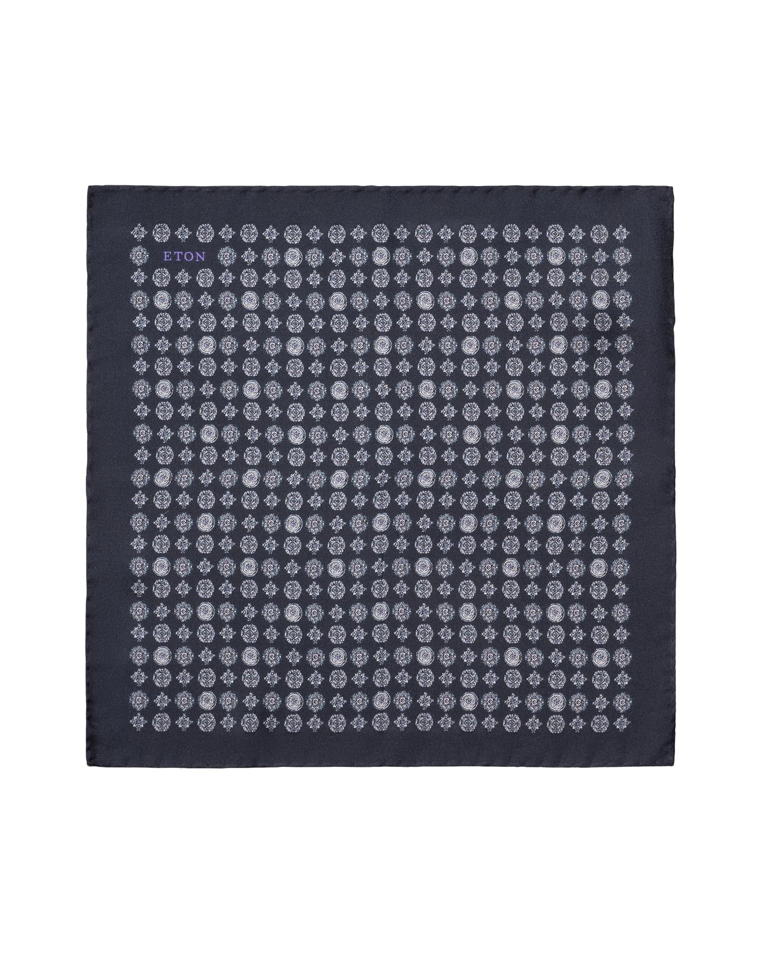 Navy blue Medallion Silk Twill Pocket Square