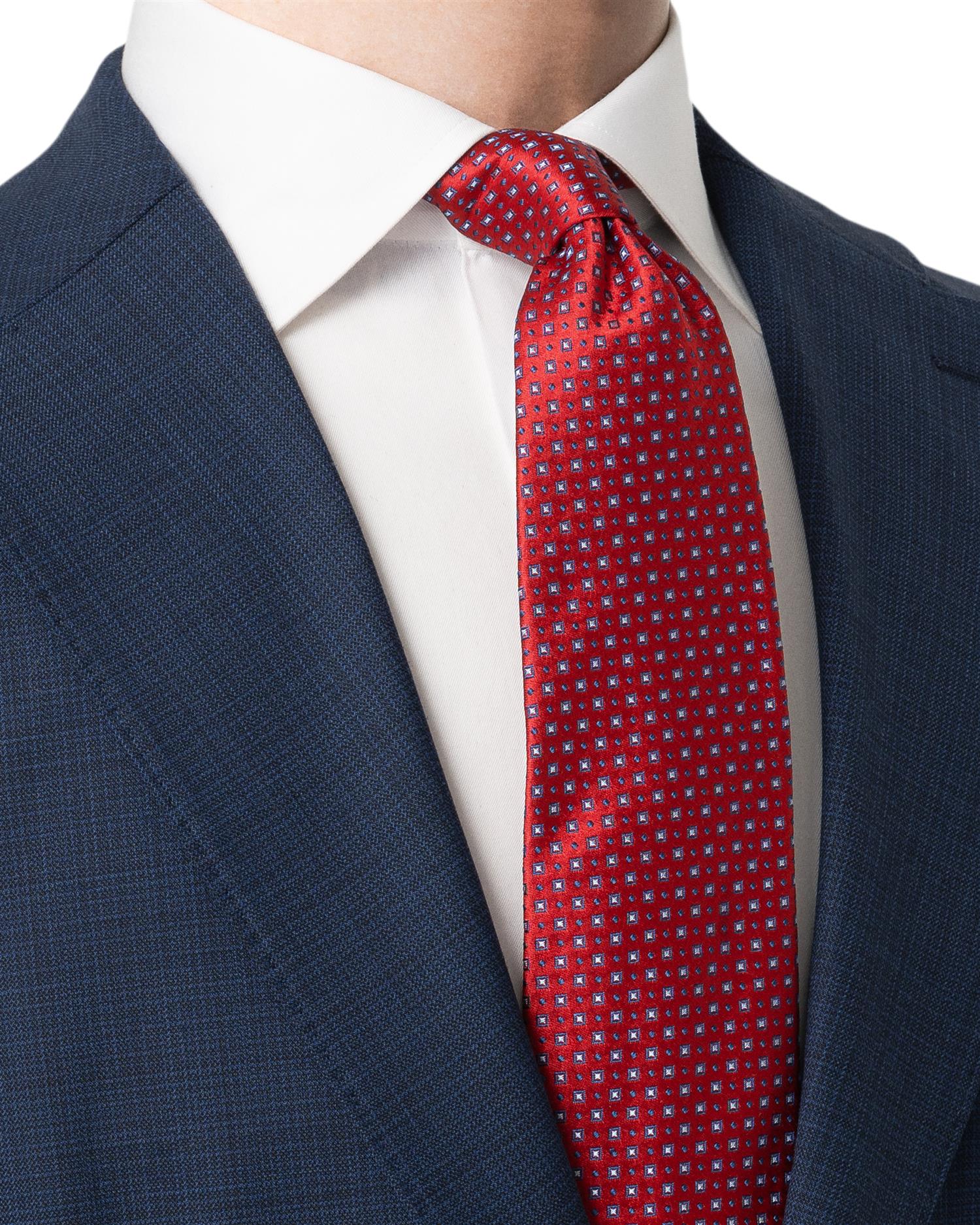 Red Geometric Woven Silk Tie