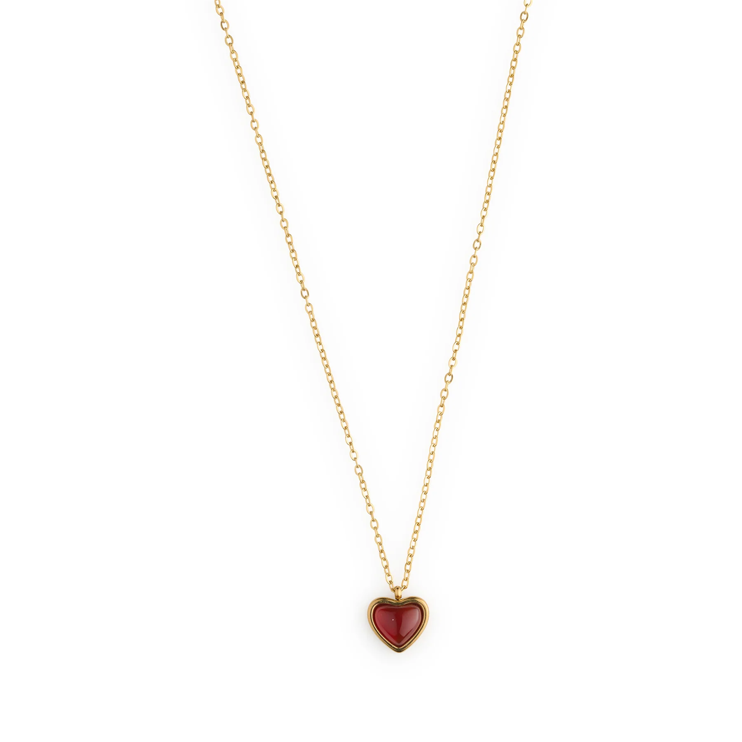 Sonja - Jelly Heart Dangling Necklace Gold Stainle - Gold