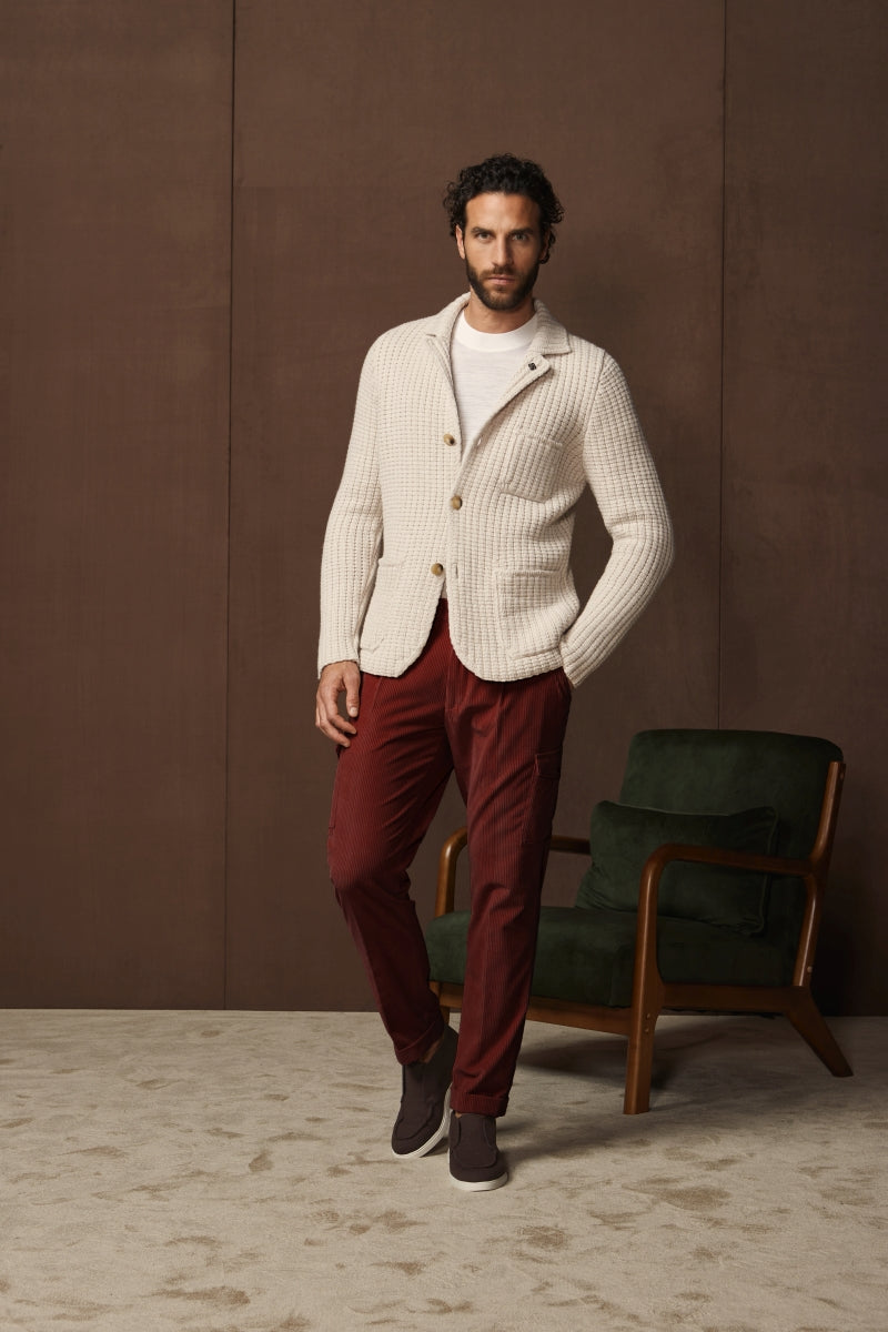 Waffle Stitch Super Geelong Knit Jacket