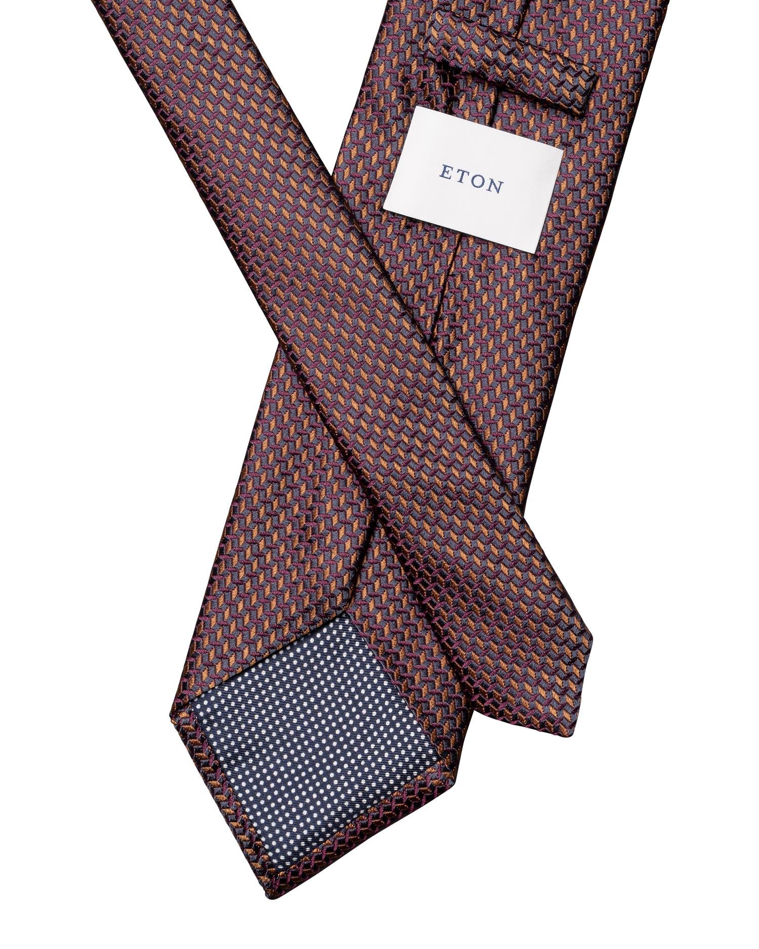 Brown Micro Geometric Woven Silk Tie