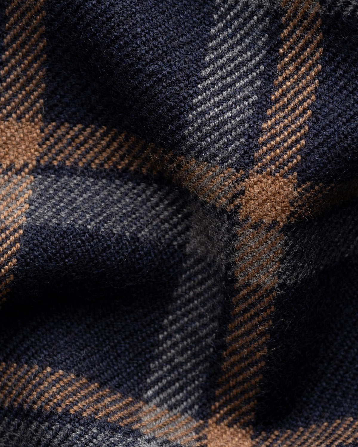 Navy blue Check Merino Wool Scarf
