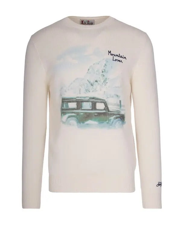 Crewneck sweater Mountain lover embroidery