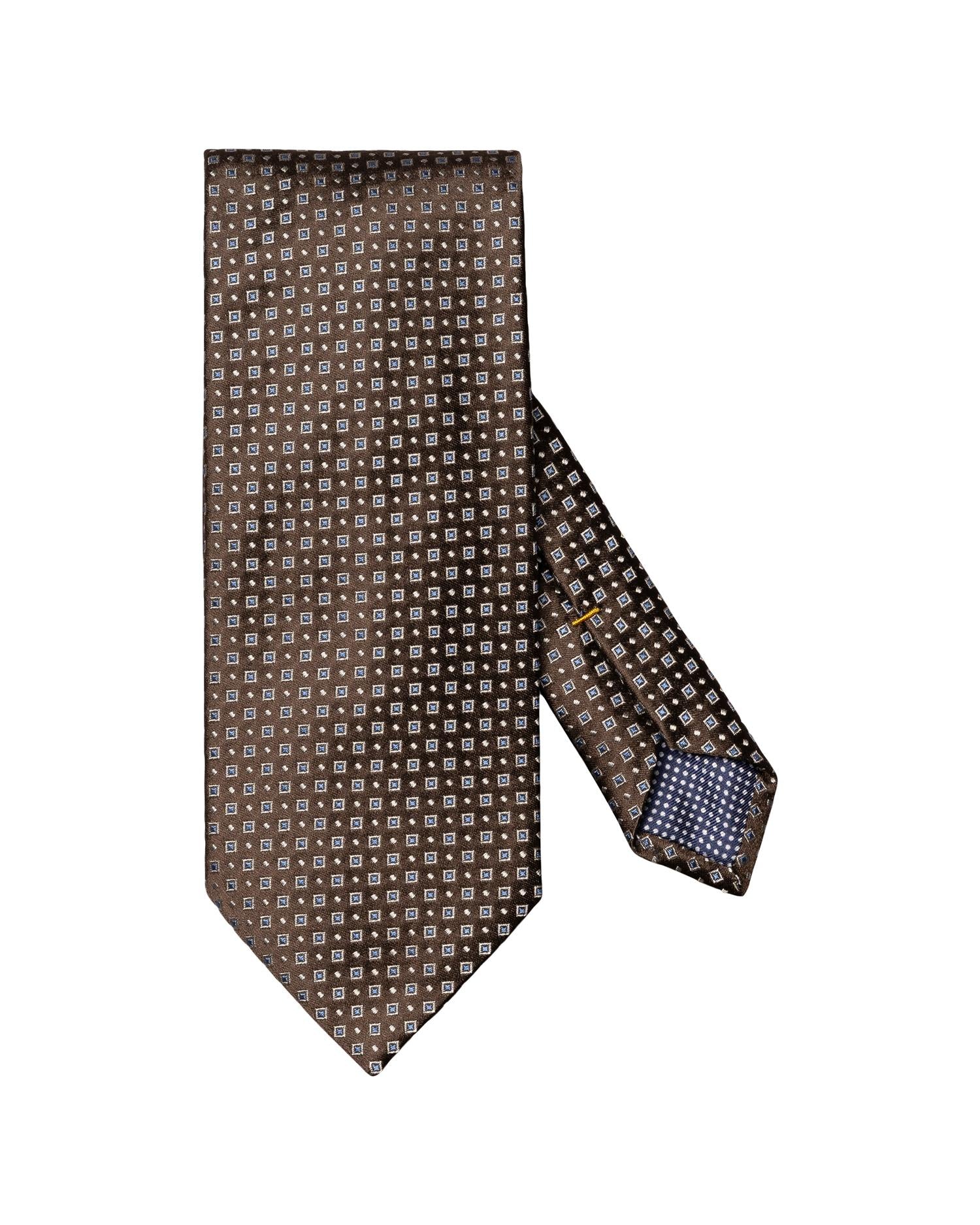 Brown Geometric Woven Silk Tie