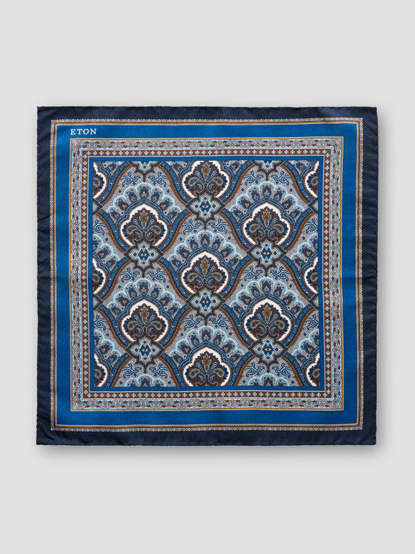 Blue Paisley Print Pocket Square
