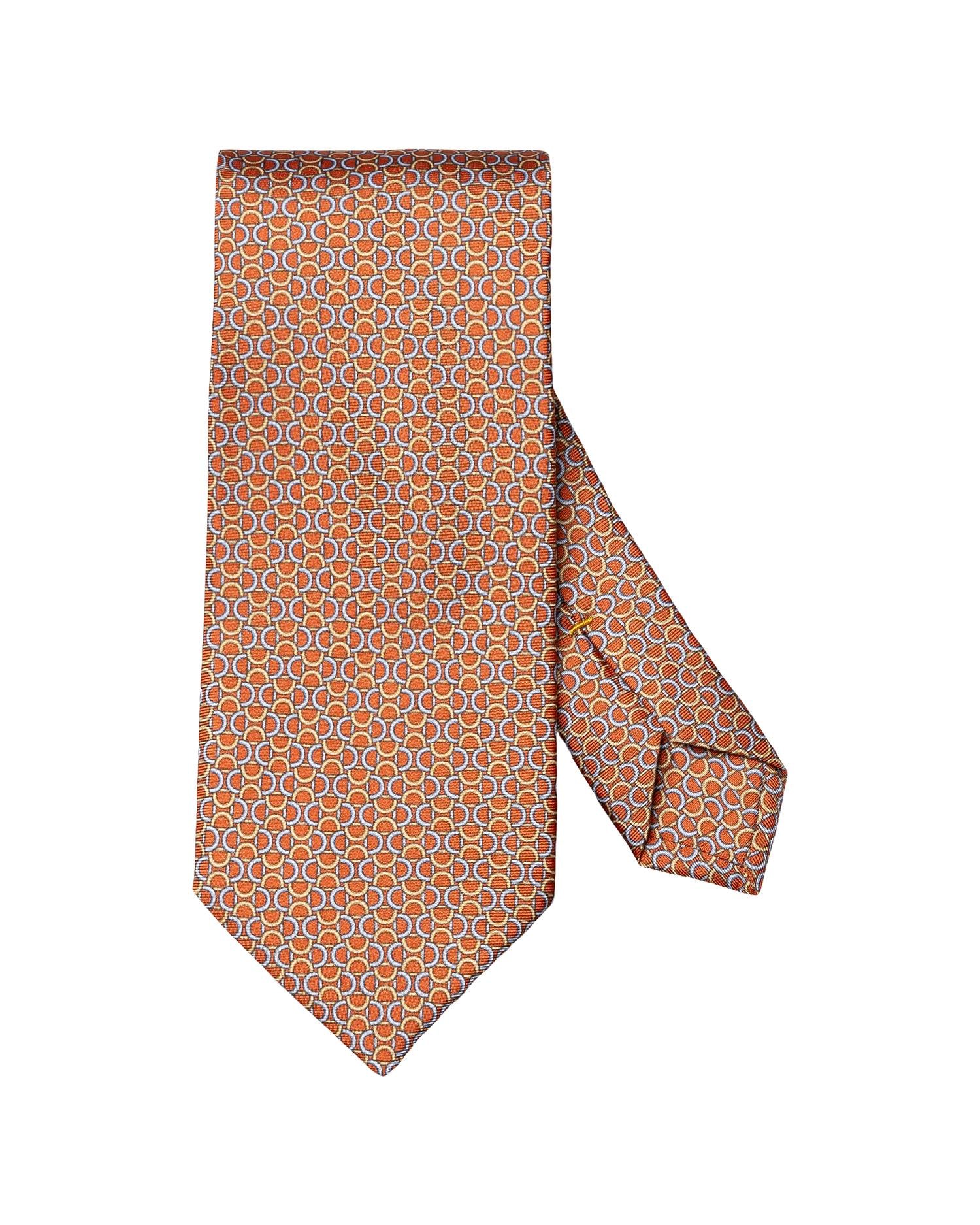 Orange Geometric Printed Silk Tie