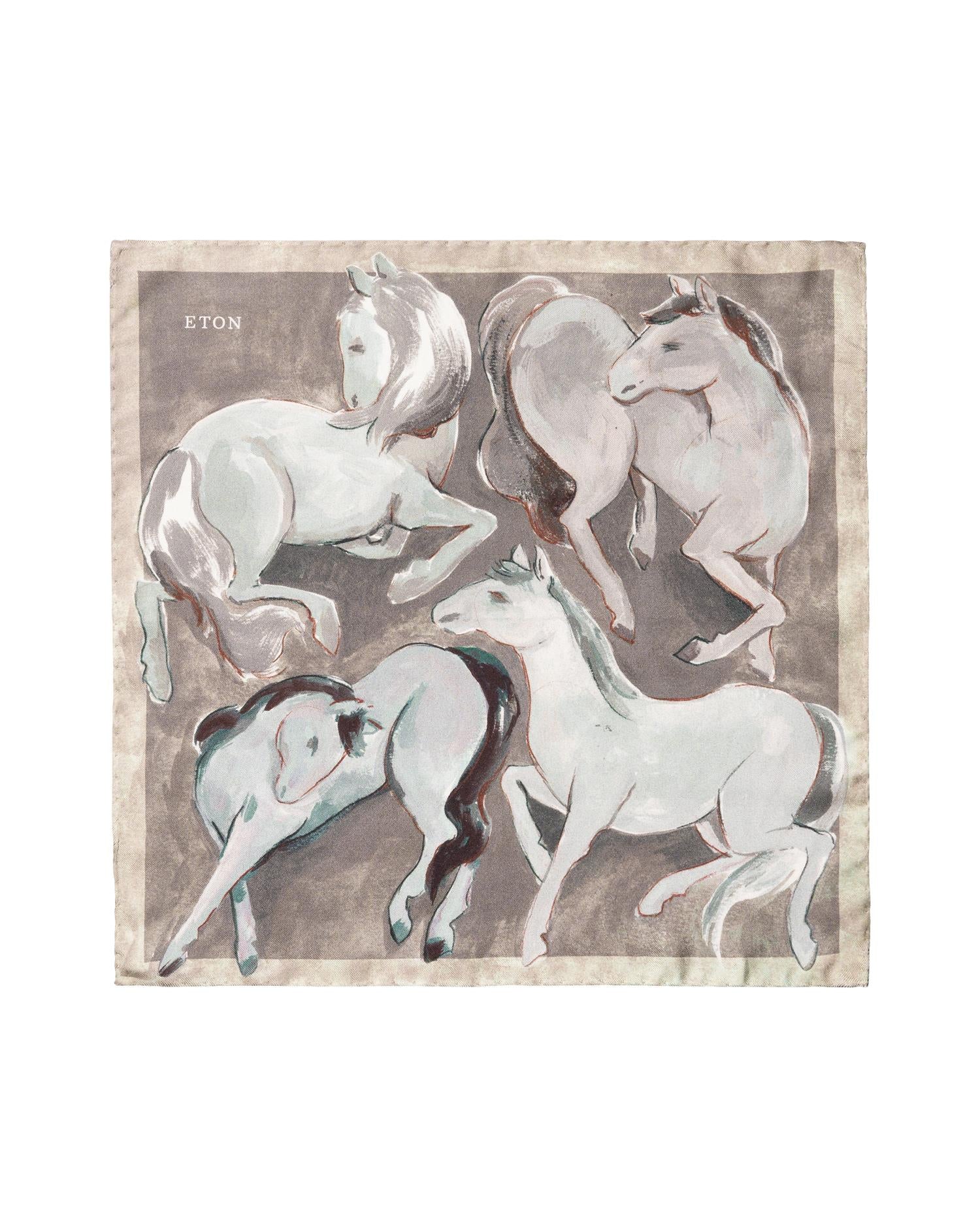 Horse Print Silk Pocket Square