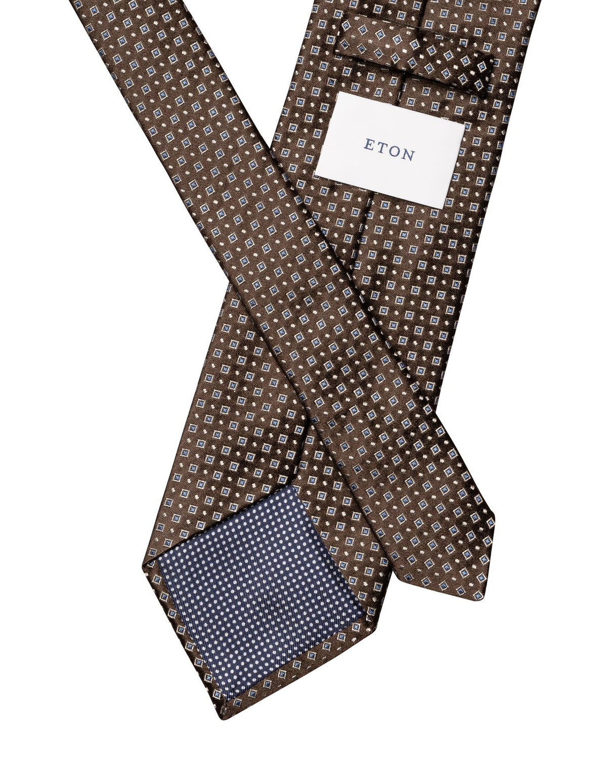 Brown Geometric Woven Silk Tie