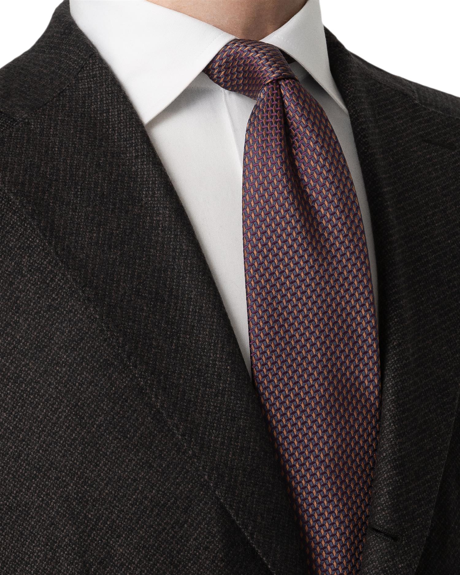 Brown Micro Geometric Woven Silk Tie