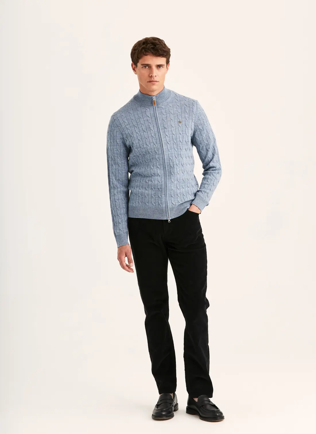 Merino Cable Zip Cardigan