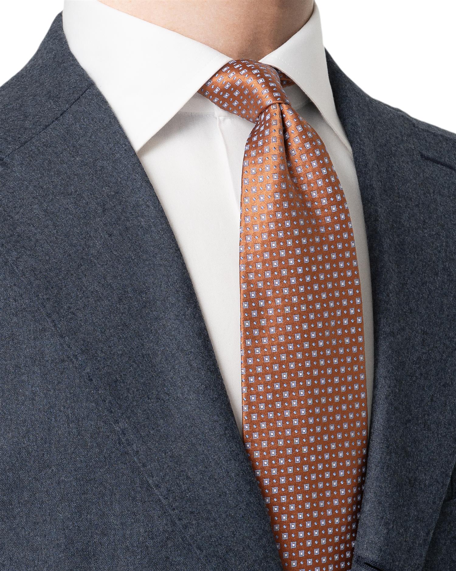 Orange Geometric Woven Silk Tie